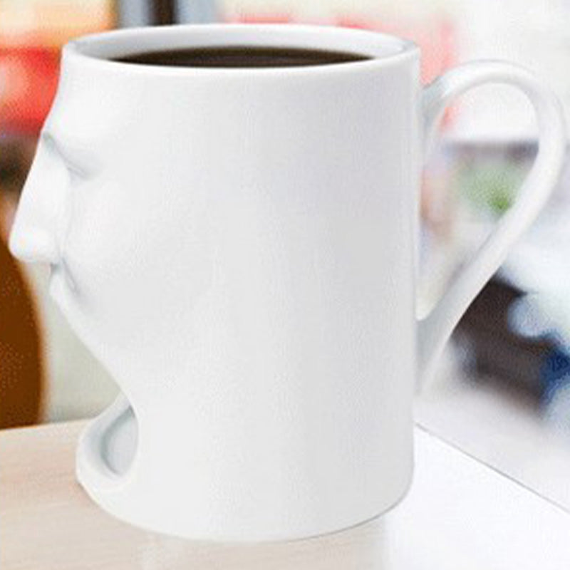 Face Design Ceramic Mug with Biscuit Pocket Holder